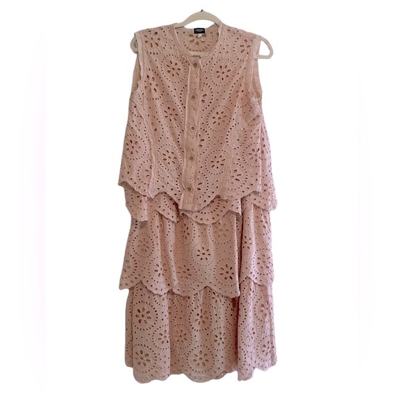 Louise James pale pink lace top and skirt set 100% cotton - Picture 1 of 15